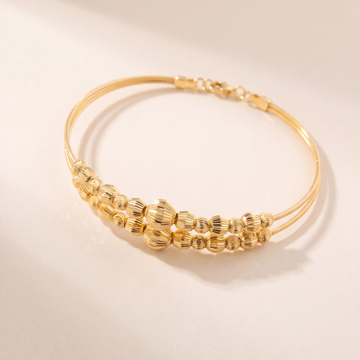2 Line Kid's Beads Cuff Bracelet (D42), 925 silver 24K gold plated