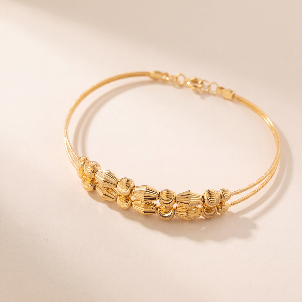 2 Line Kid's Beads Cuff Bracelet (D43), 925 silver 24K gold plated