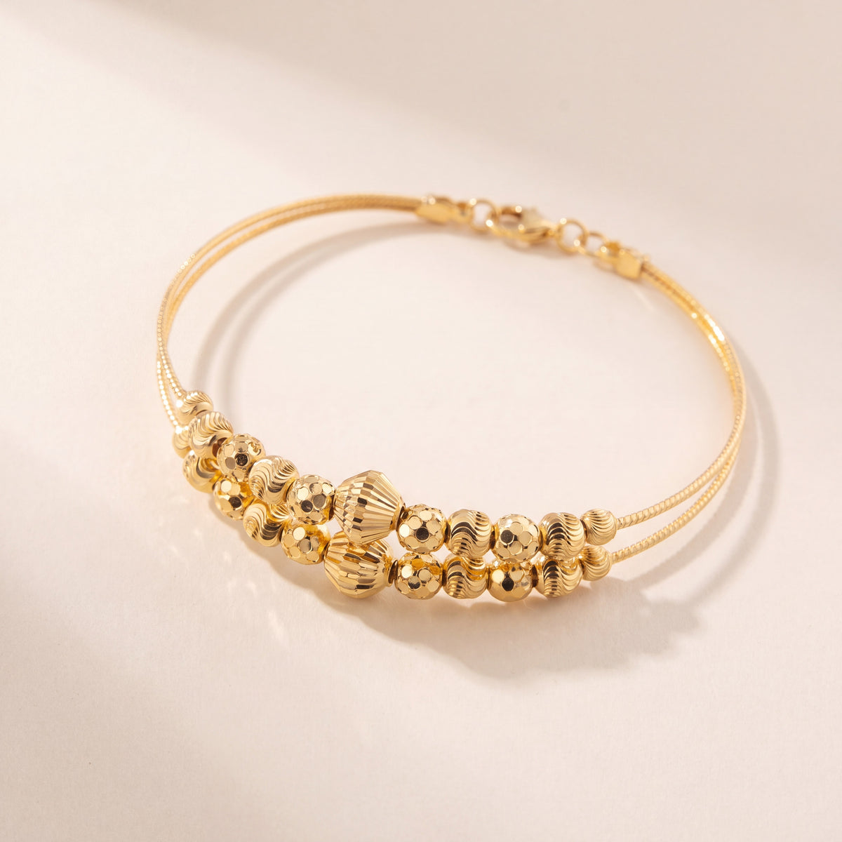 2 Line Kid's Beads Cuff Bracelet (D45), 925 silver 24K gold plated