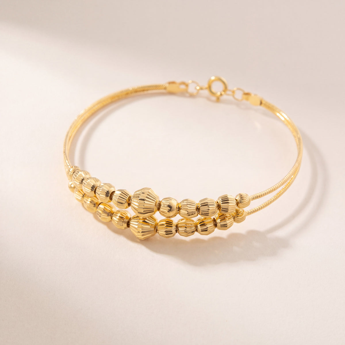 2 Line Kid's Beads Cuff Bracelet (D47), 925 silver 24K gold plated