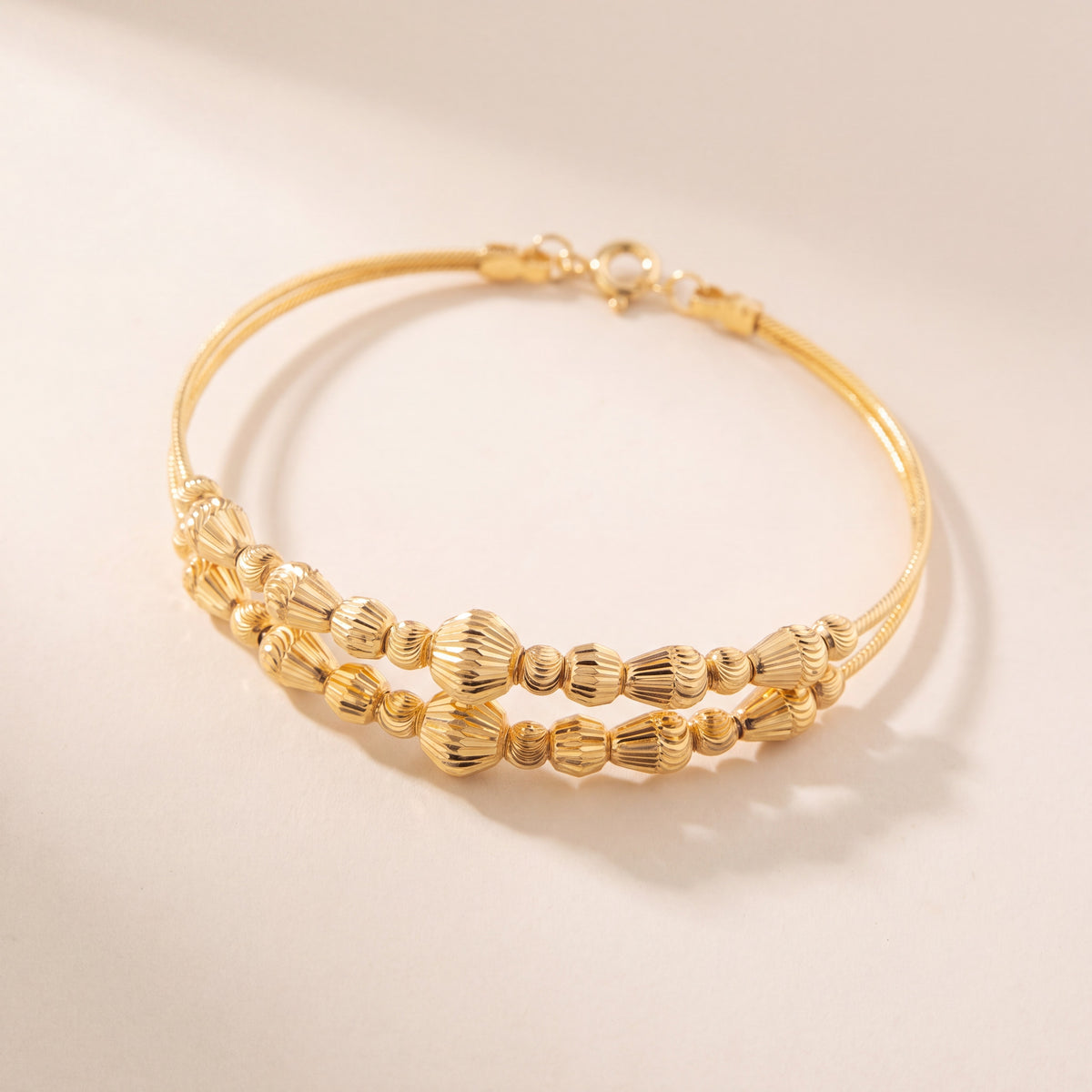 2 Line Kid's Beads Cuff Bracelet (D51), 925 silver 24K gold plated