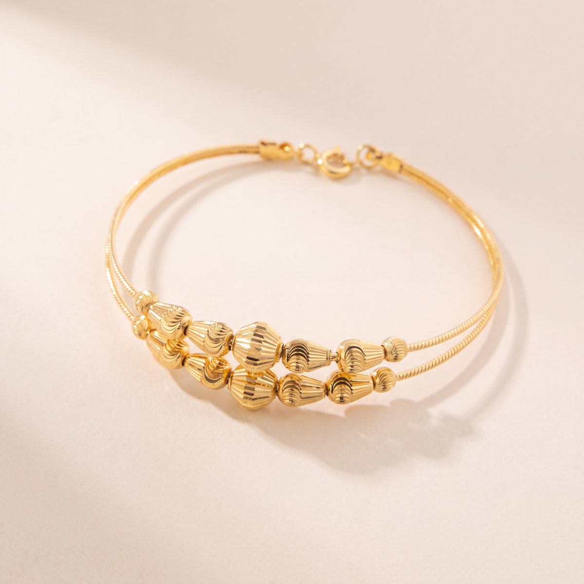 2 Line Kid's Beads Cuff Bracelet (D53), 925 silver 24K gold plated