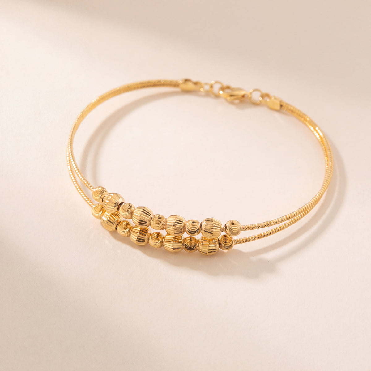 2 Line Kid's Beads Cuff Bracelet (D57), 925 silver 24K gold plated
