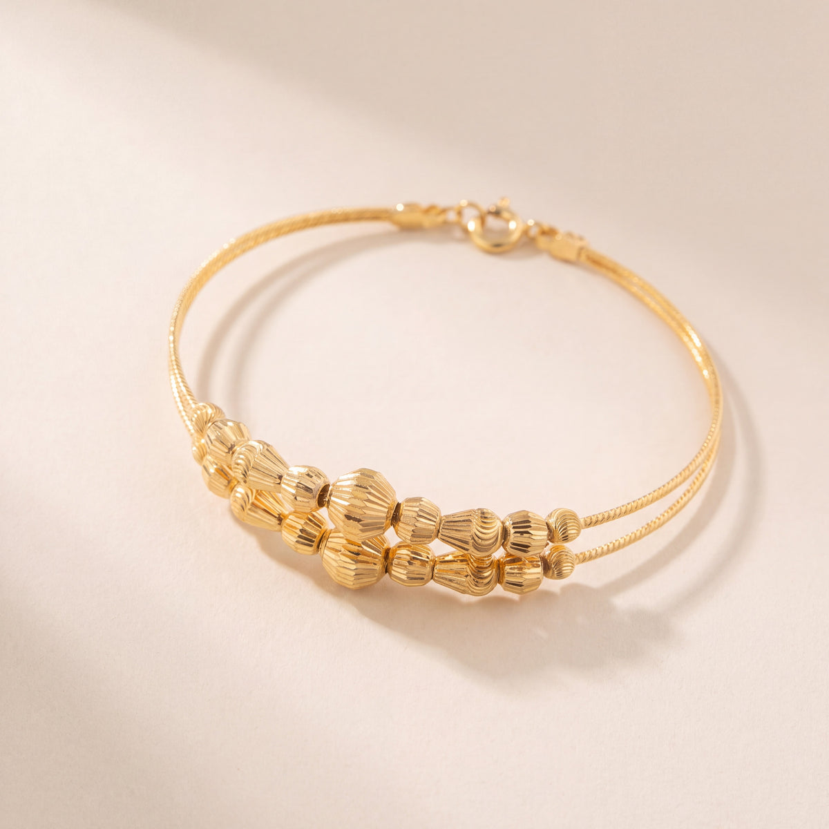 2 Line Kid's Beads Cuff Bracelet (D58), 925 silver 24K gold plated