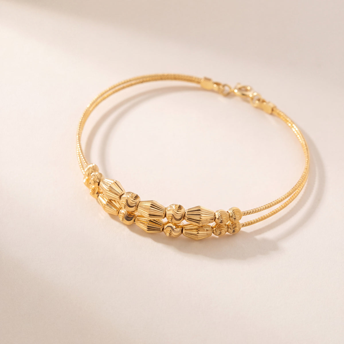 2 Line Kid's Beads Cuff Bracelet (D59), 925 silver 24K gold plated