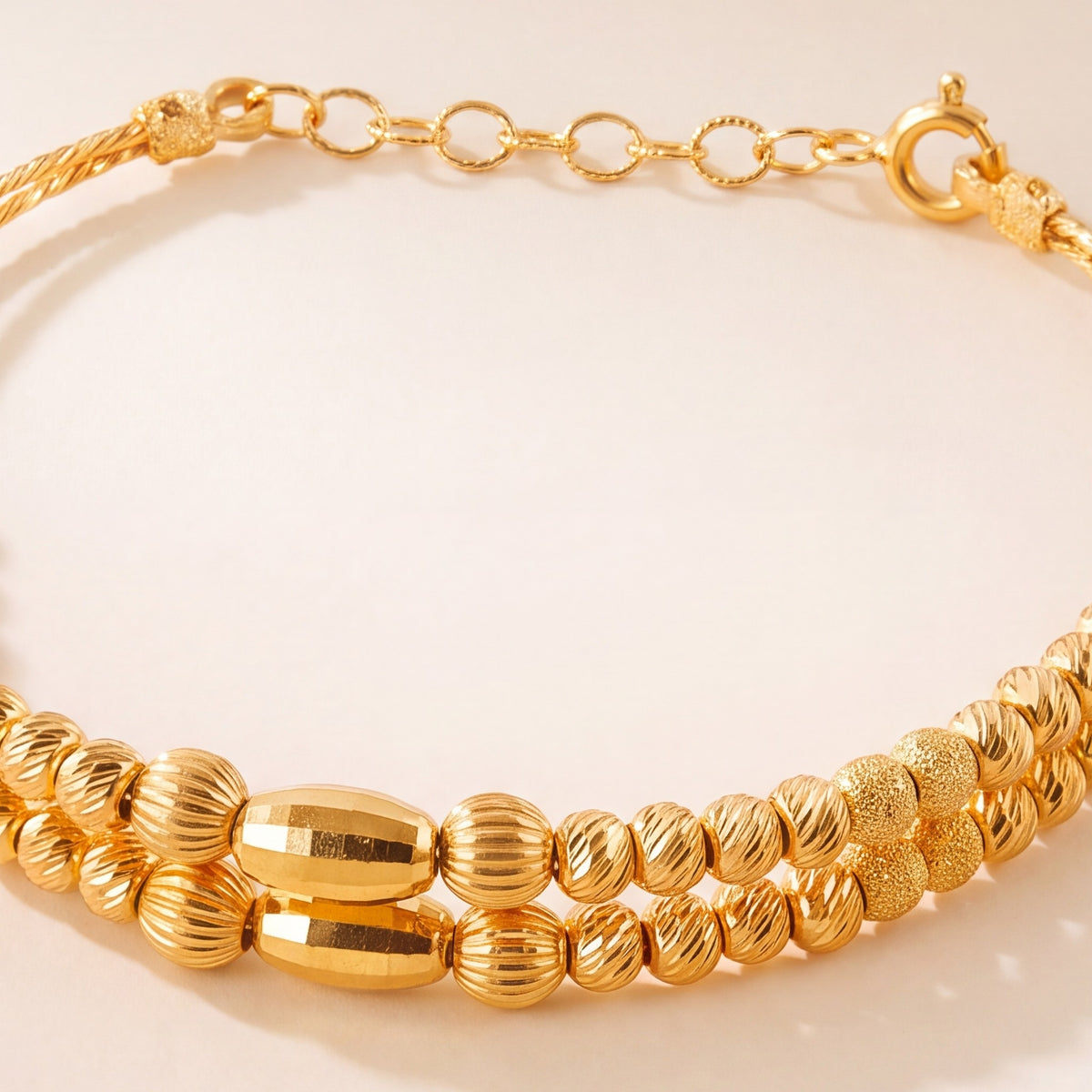 2 Line Kid's Beads Cuff Bracelet (D6) design detail