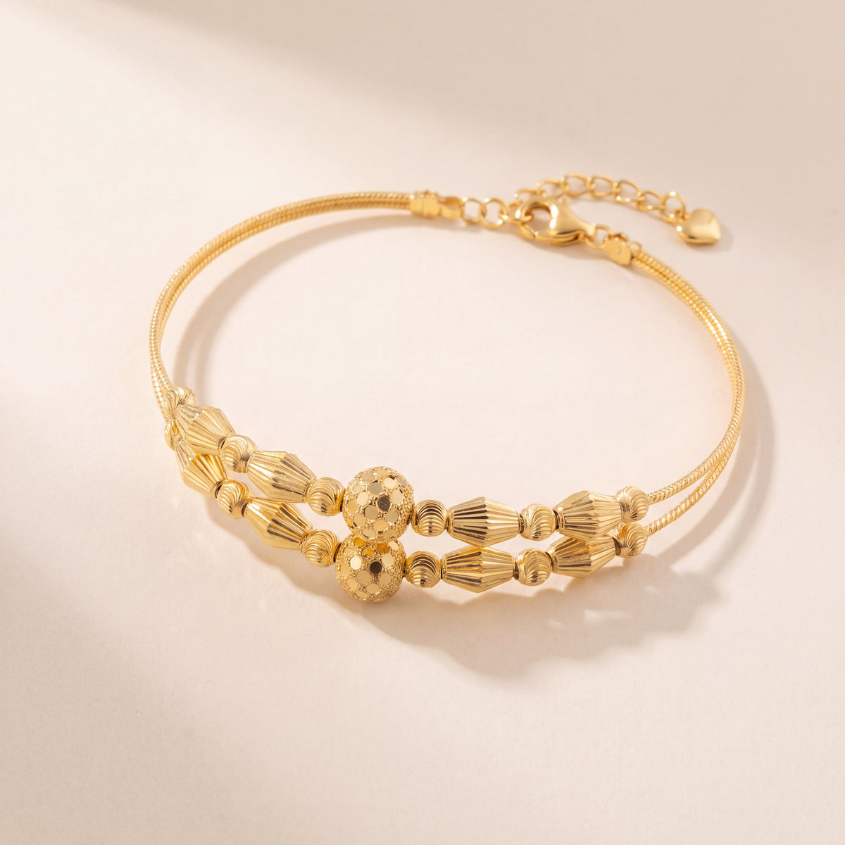 2 Line Kid's Beads Cuff Bracelet (D62), 925 silver 24K gold plated