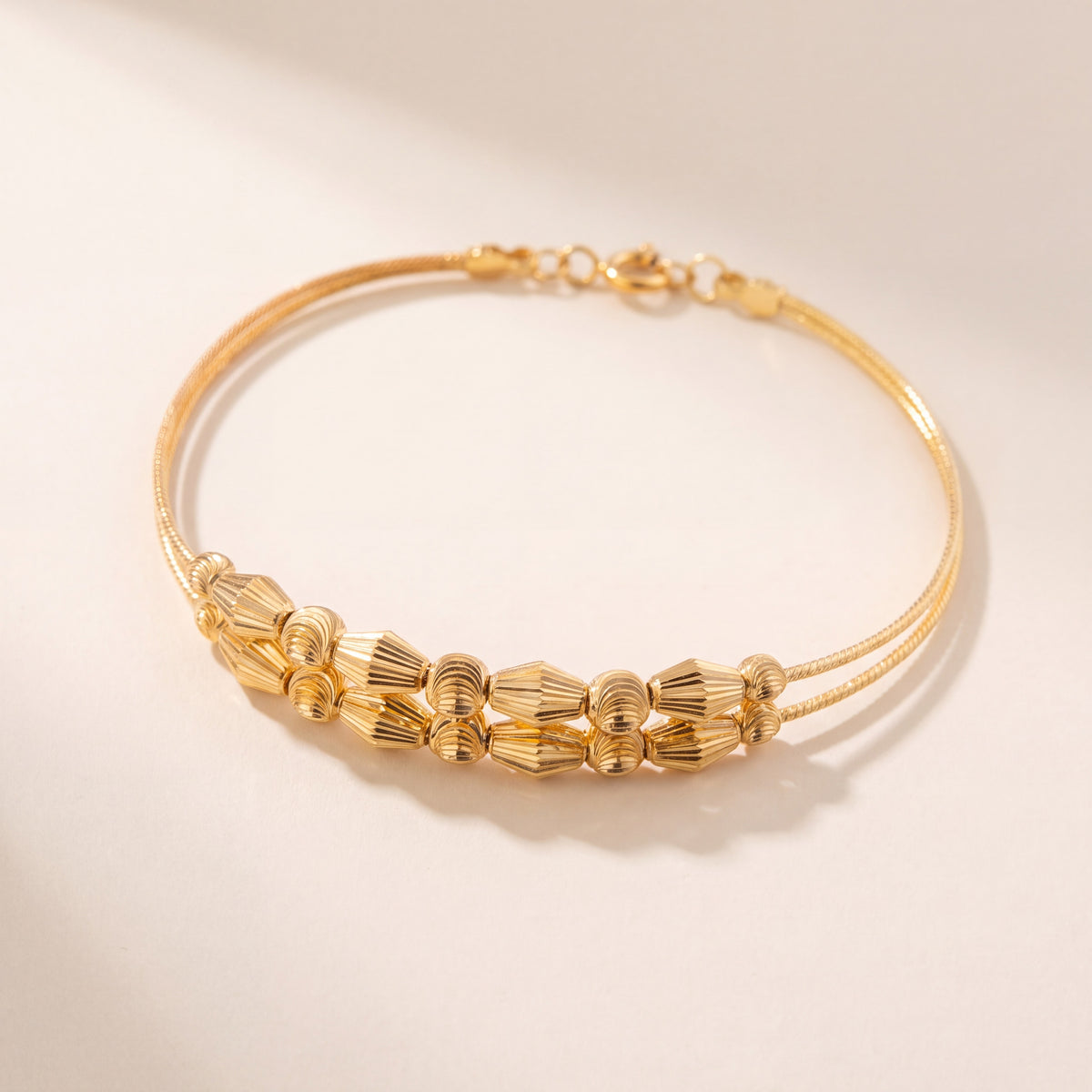 2 Line Kid's Beads Cuff Bracelet (D64), 925 silver 24K gold plated