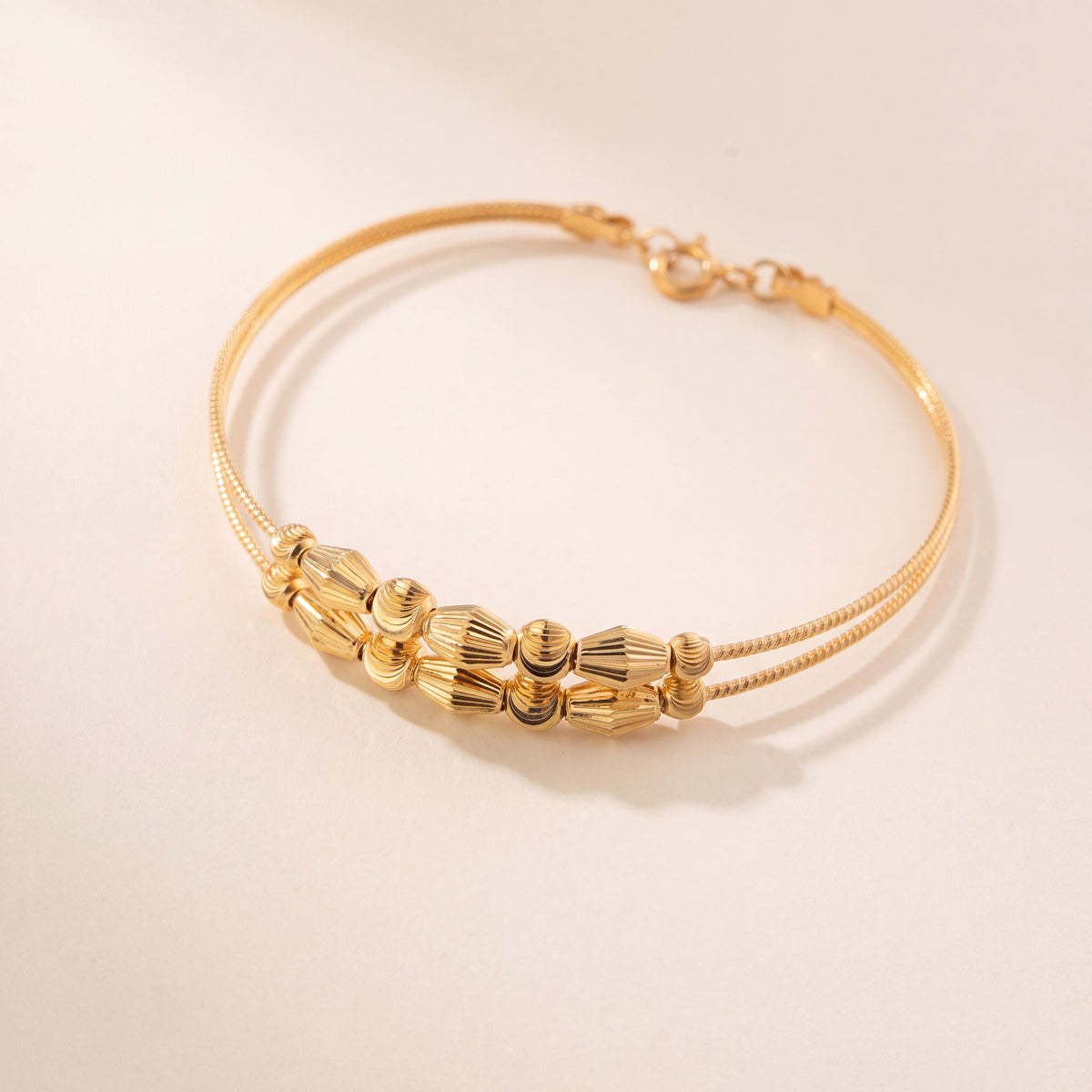 2 Line Kid's Beads Cuff Bracelet (D66), 925 silver 24K gold plated