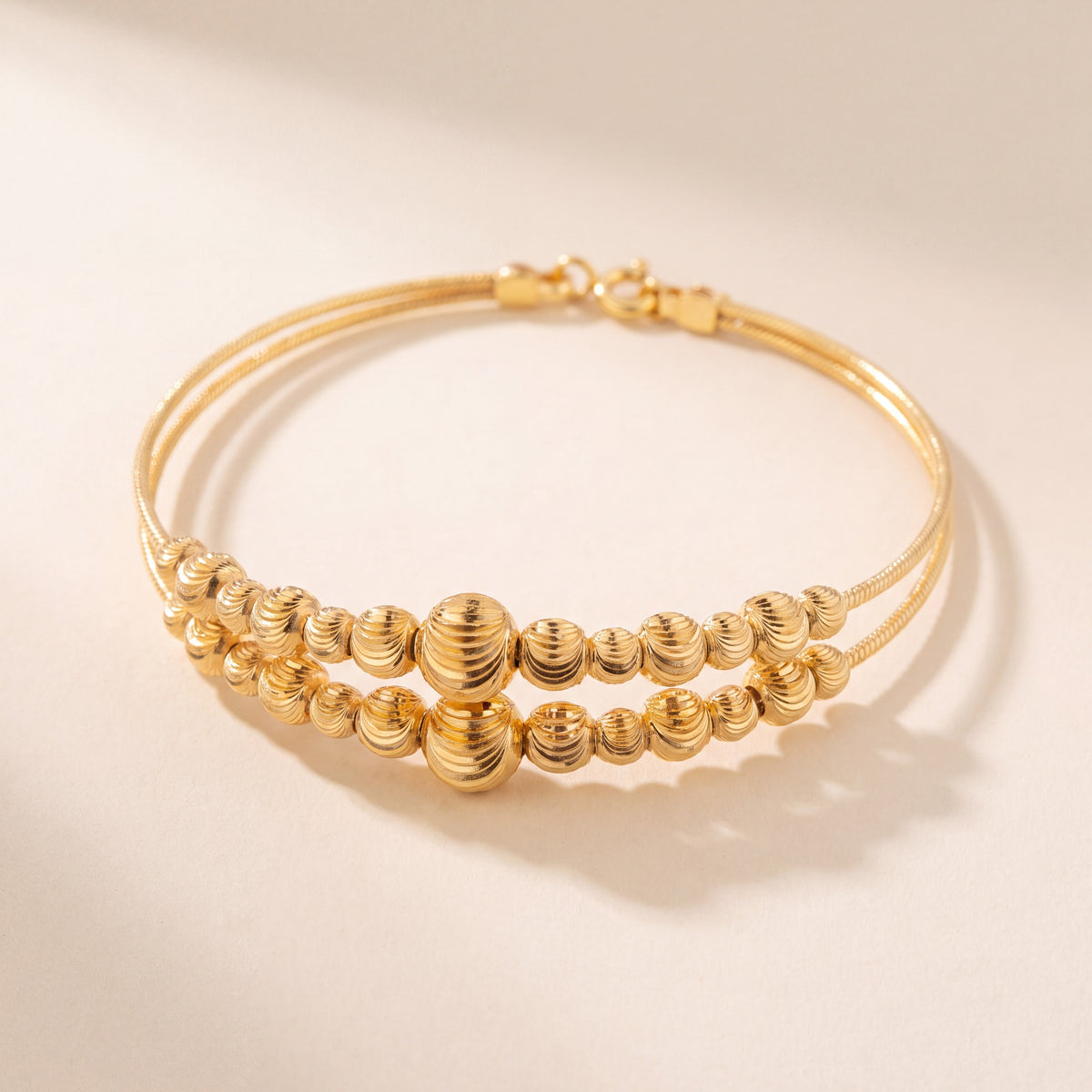 2 Line Kid's Beads Cuff Bracelet (D69), 925 silver 24K gold plated