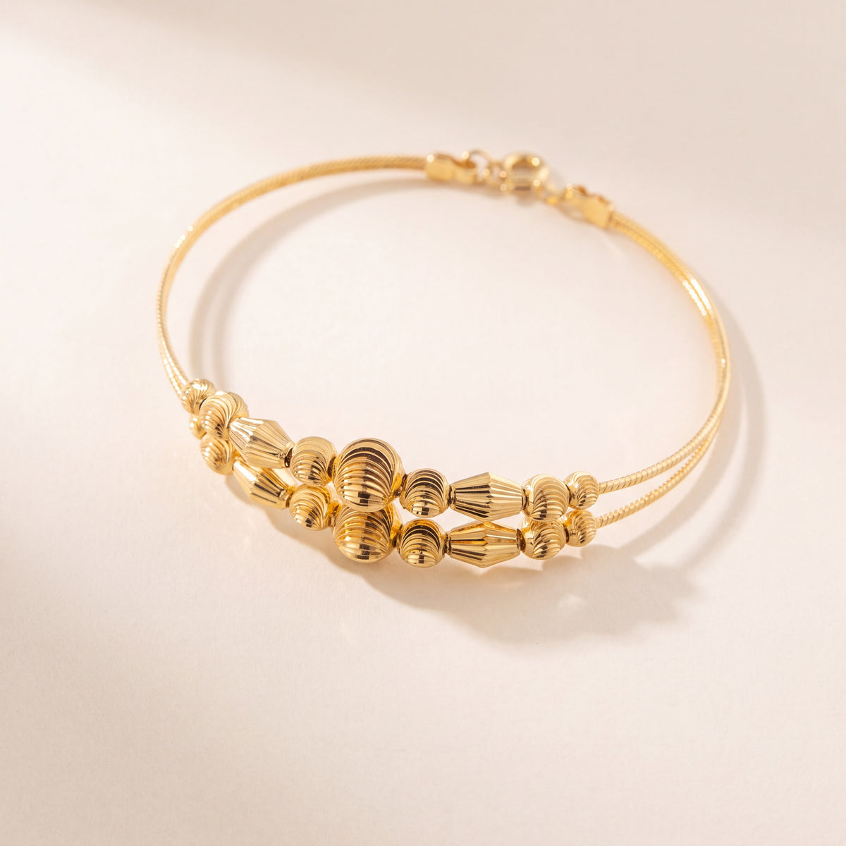 2 Line Kid's Beads Cuff Bracelet (D70), 925 silver 24K gold plated