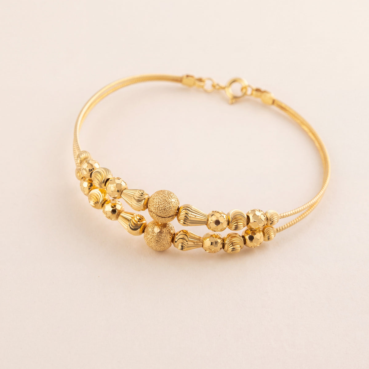 2 Line Kid's Beads Cuff Bracelet (D72), 925 silver 24K gold plated