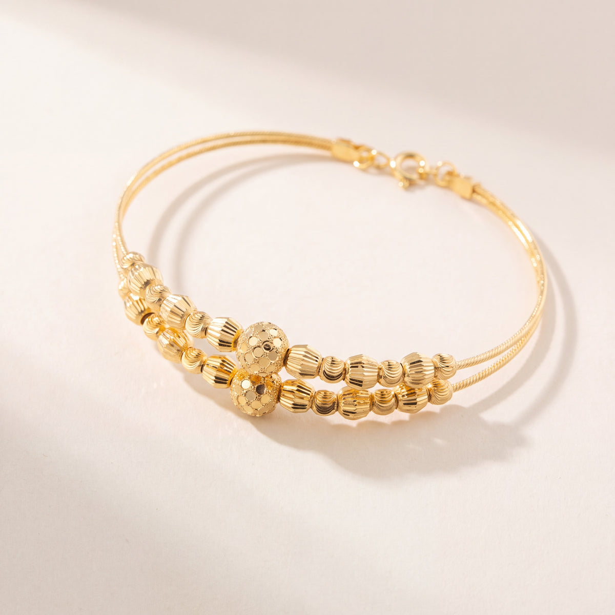 2 Line Kid's Beads Cuff Bracelet (D73), 925 silver 24K gold plated