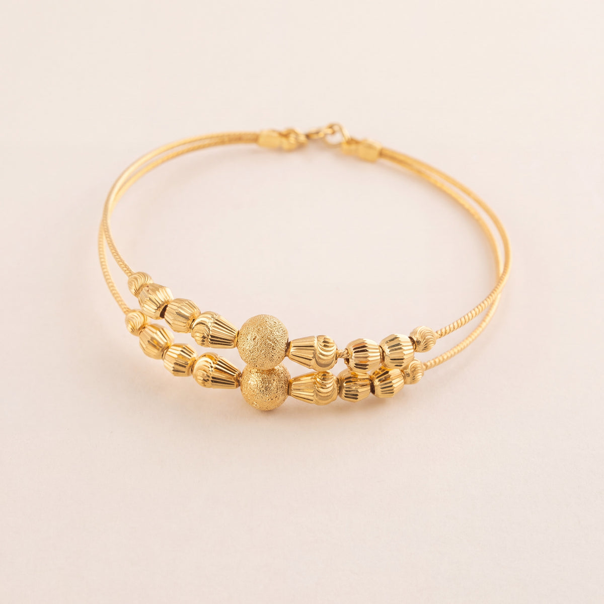 2 Line Kid's Beads Cuff Bracelet (D75), 925 silver 24K gold plated