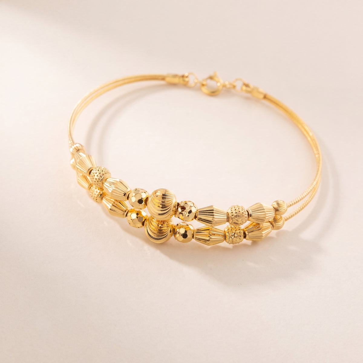 2 Line Kid's Beads Cuff Bracelet (D76), 925 silver 24K gold plated