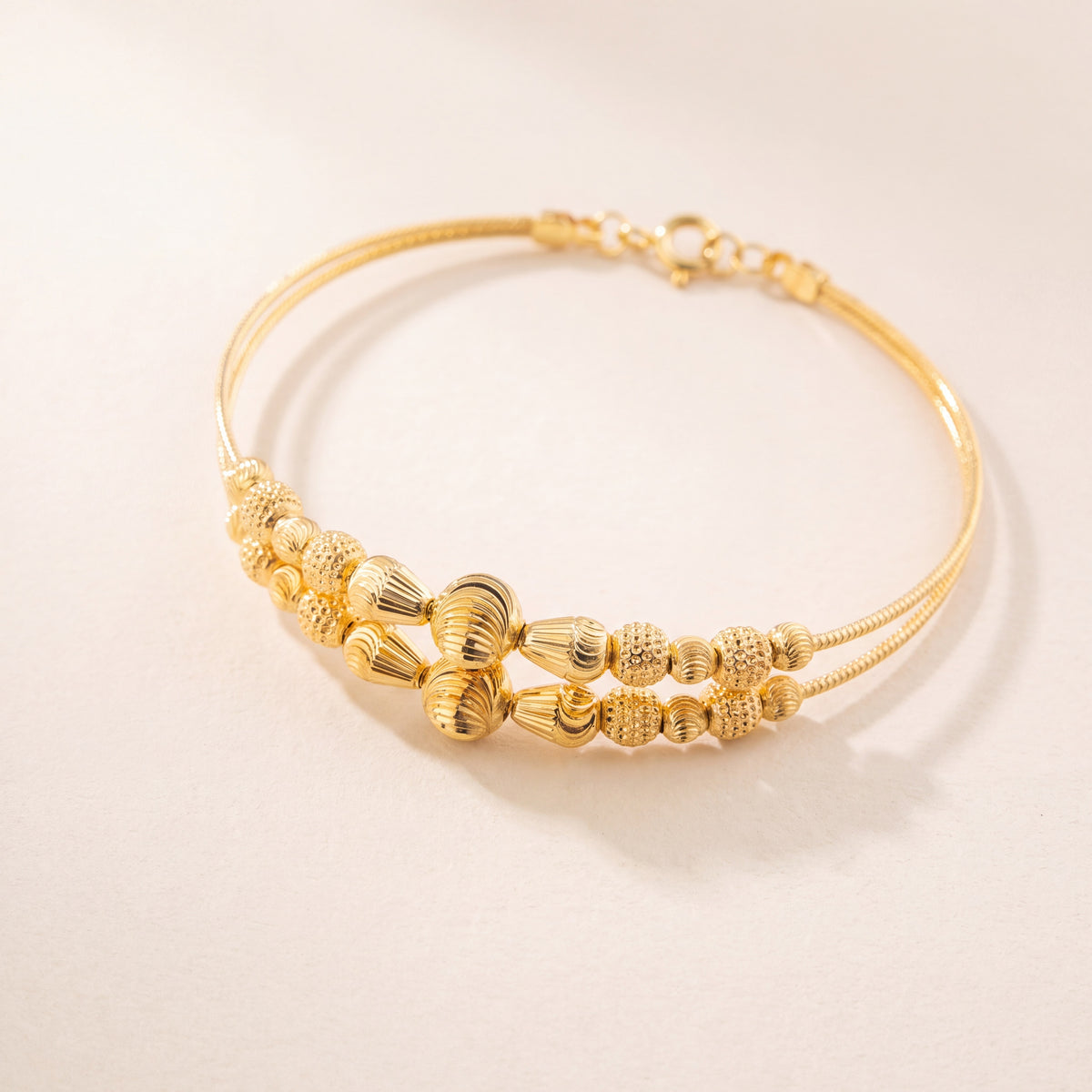 2 Line Kid's Beads Cuff Bracelet (D77), 925 silver 24K gold plated