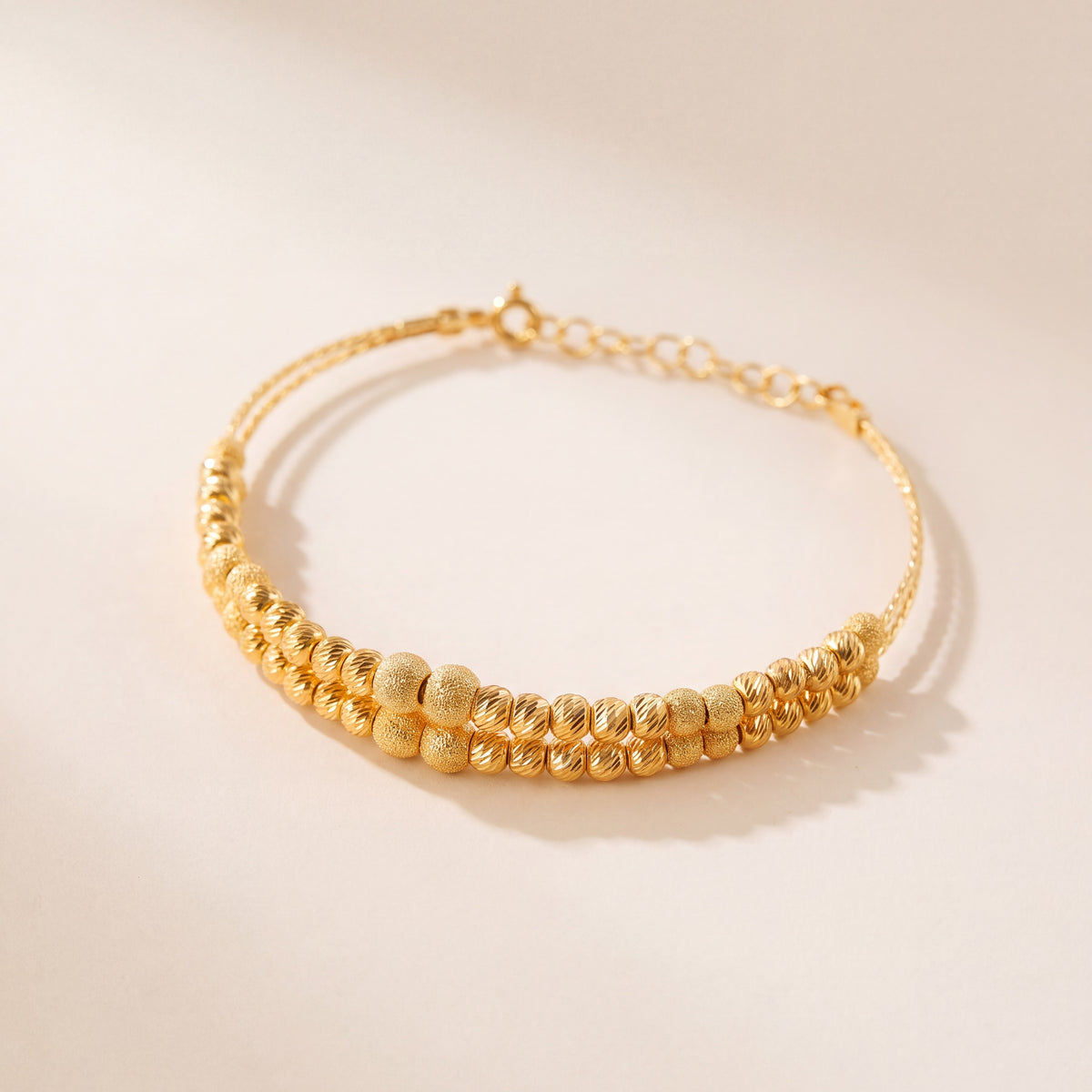2 Line Kid's Beads Cuff Bracelet (D8), 925 silver 24K gold plated
