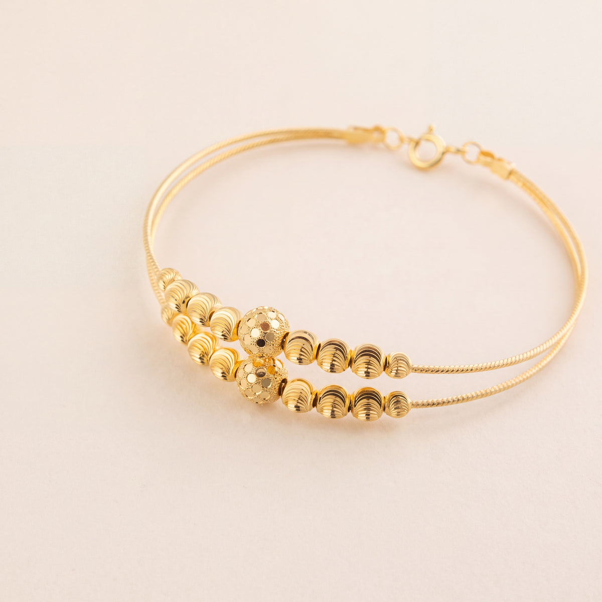 2 Line Kid's Beads Cuff Bracelet (D80), 925 silver 24K gold plated