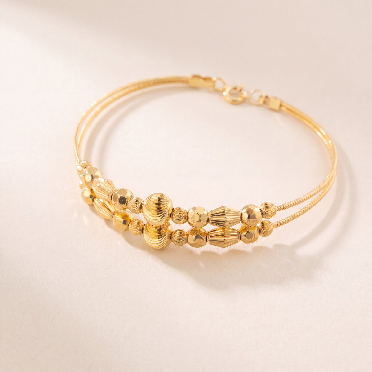 2 Line Kid's Beads Cuff Bracelet (D81), 925 silver 24K gold plated