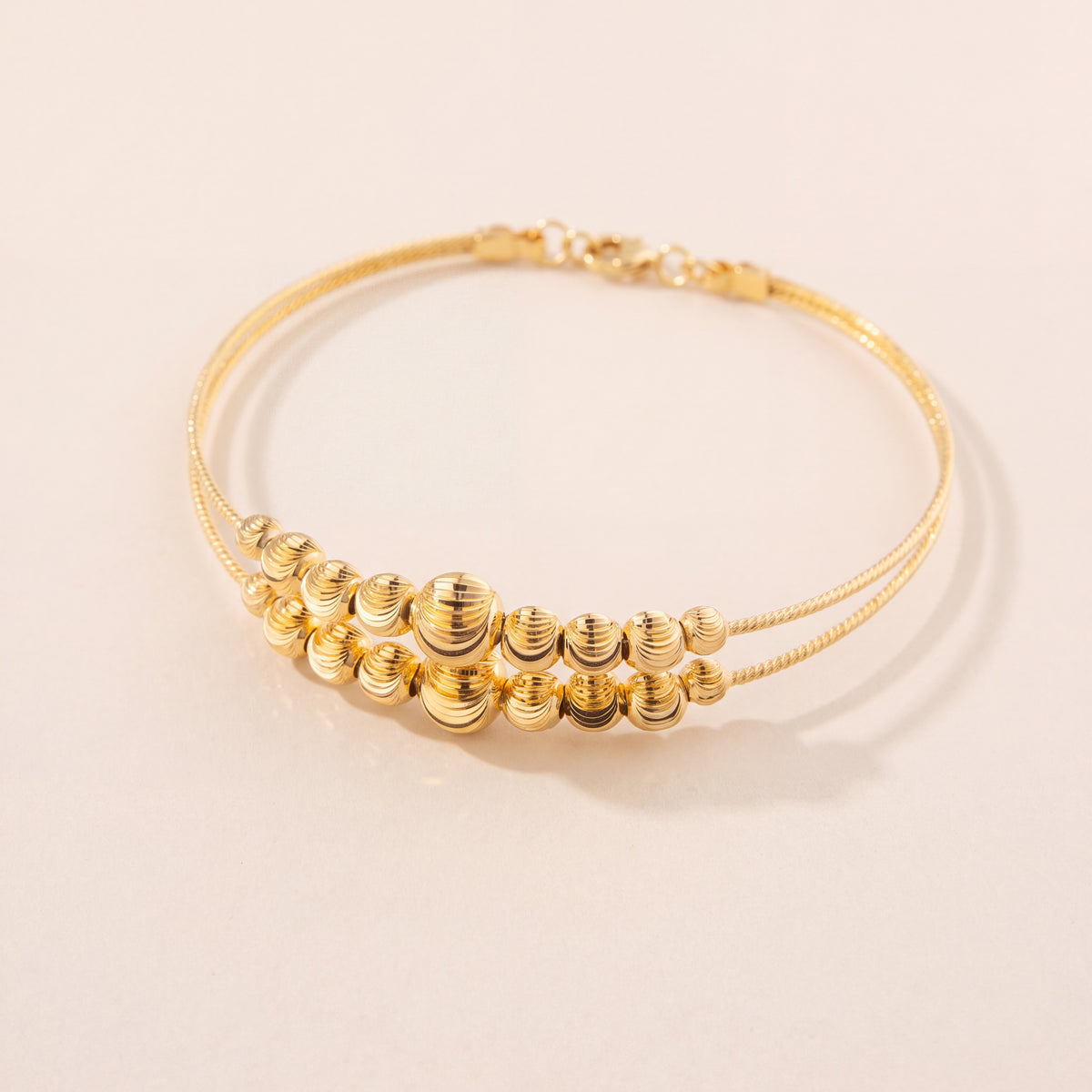 2 Line Kid's Beads Cuff Bracelet (D84), 925 silver 24K gold plated