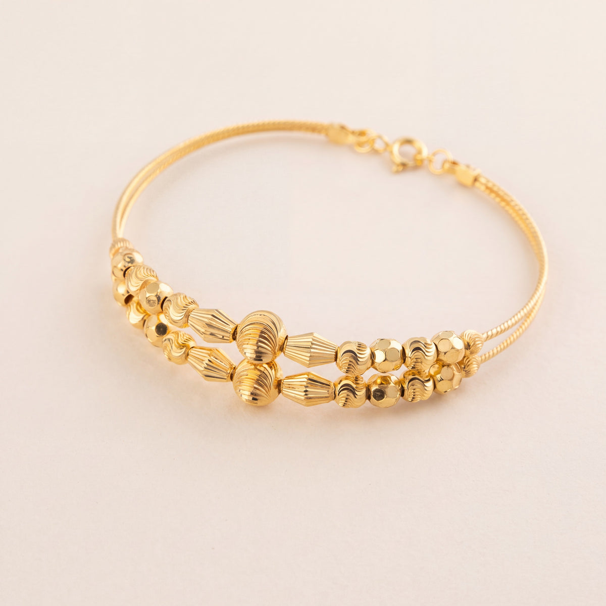 2 Line Kid's Beads Cuff Bracelet (D86), 925 silver 24K gold plated