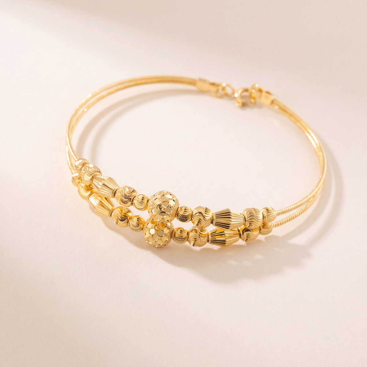 2 Line Kid's Beads Cuff Bracelet (D88), 925 silver 24K gold plated