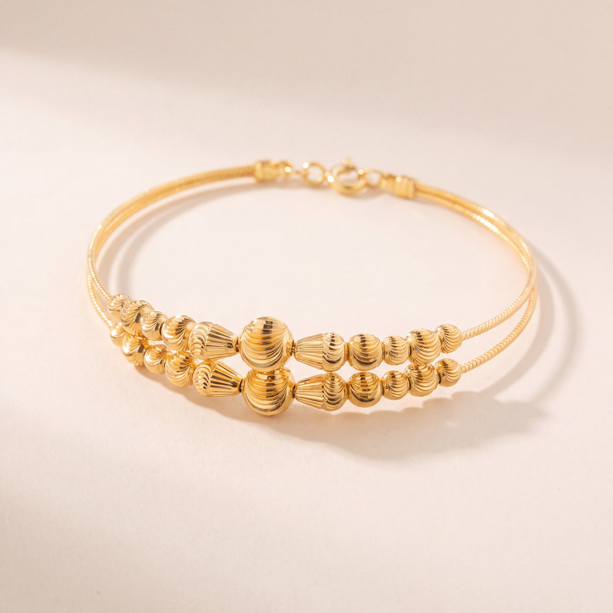 2 Line Kid's Beads Cuff Bracelet (D89), 925 silver 24K gold plated