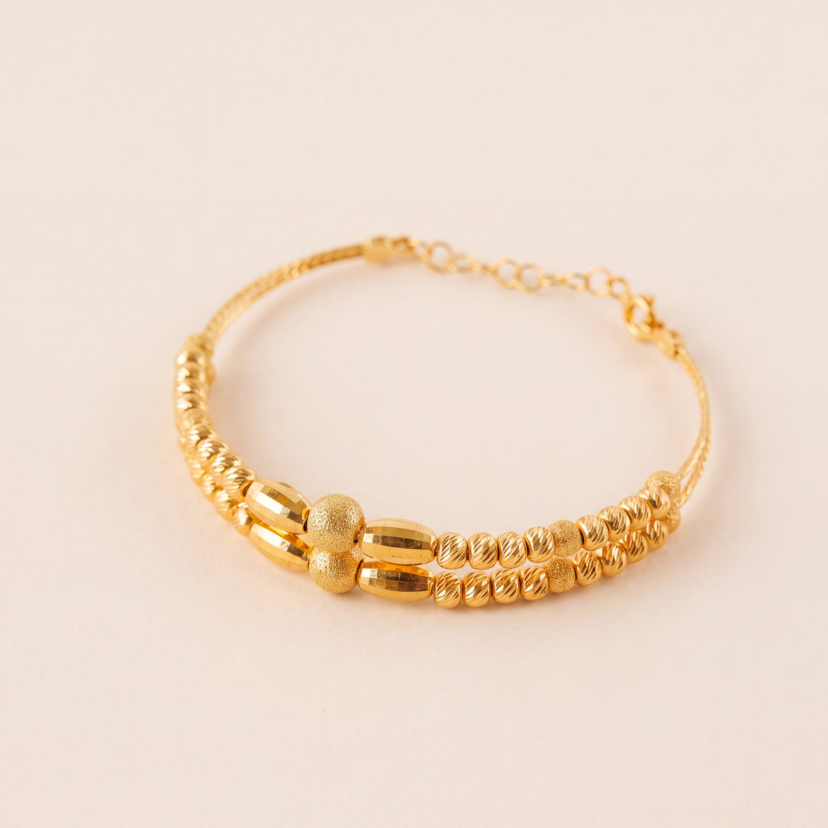 2 Line Kid's Beads Cuff Bracelet (D9), 925 silver 24K gold plated