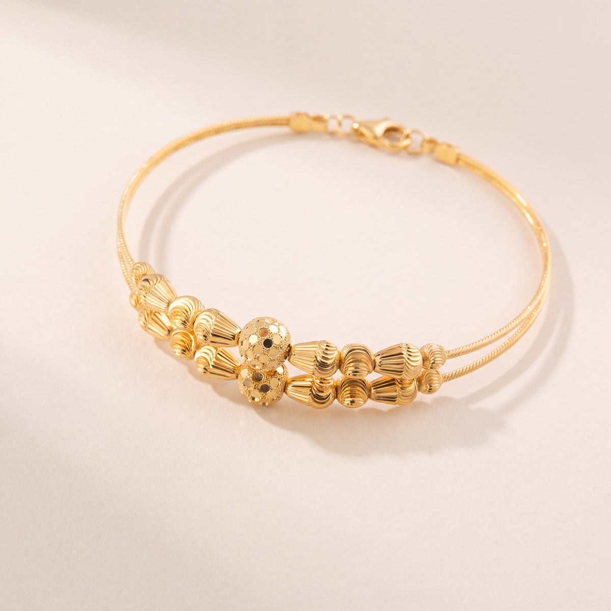 2 Line Kid's Beads Cuff Bracelet (D90), 925 silver 24K gold plated