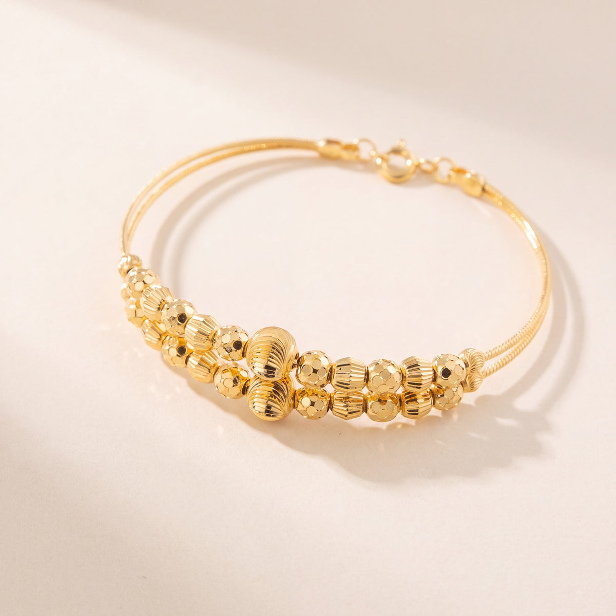 2 Line Kid's Beads Cuff Bracelet (D91), 925 silver 24K gold plated
