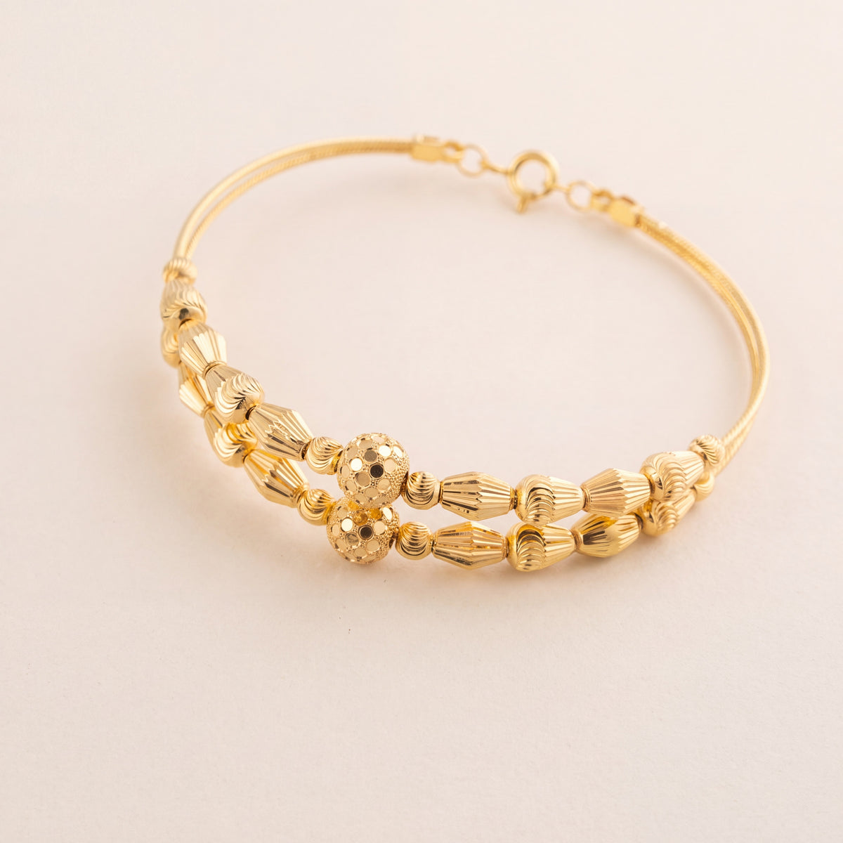 2 Line Kid's Beads Cuff Bracelet (D93), 925 silver 24K gold plated