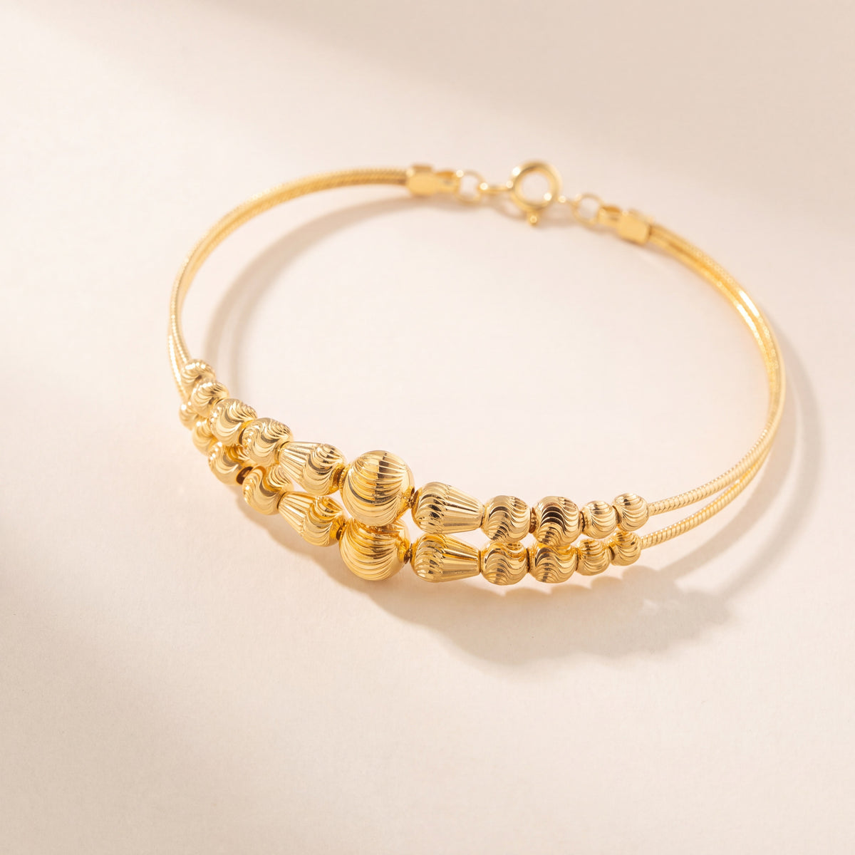 2 Line Kid's Beads Cuff Bracelet (D95), 925 silver 24K gold plated