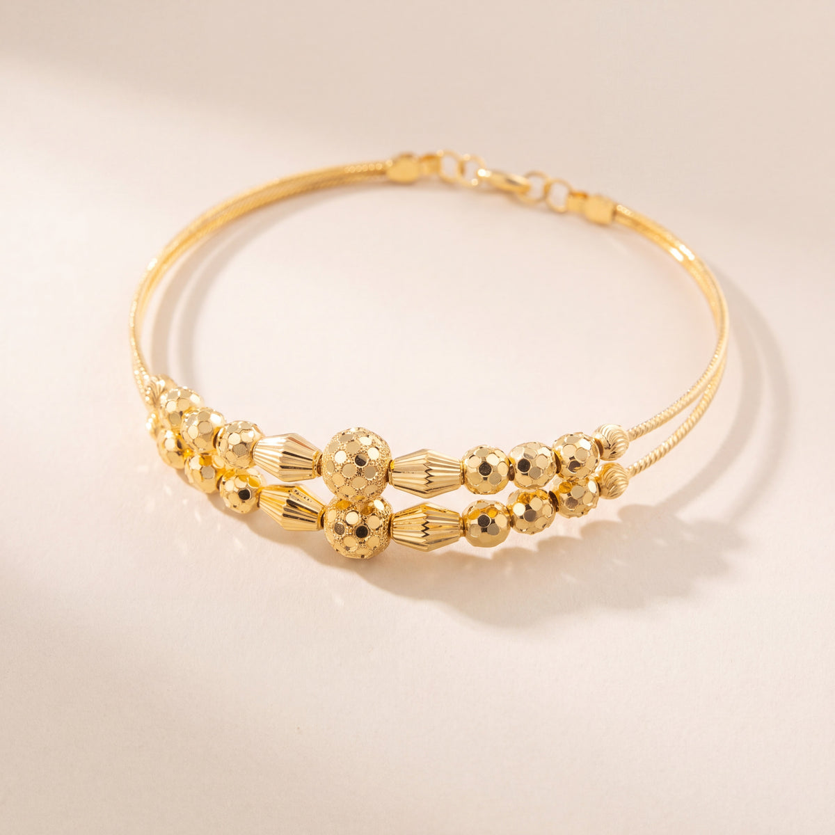 2 Line Kid's Beads Cuff Bracelet (D97), 925 silver 24K gold plated