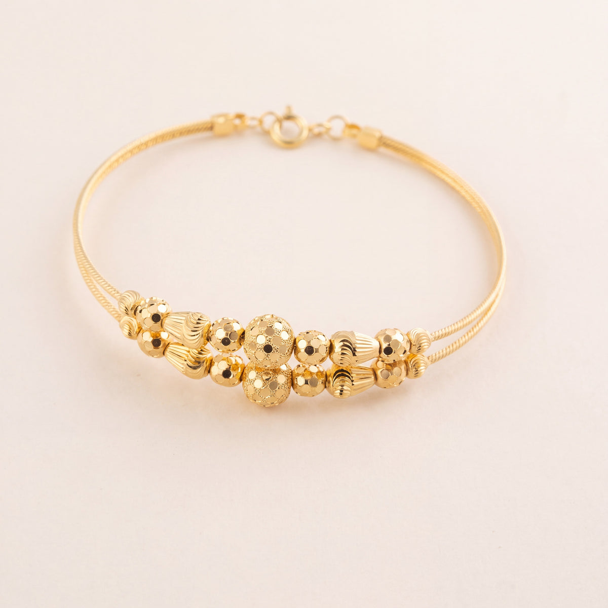 2 Line Kid's Beads Cuff Bracelet (D98), 925 silver 24K gold plated