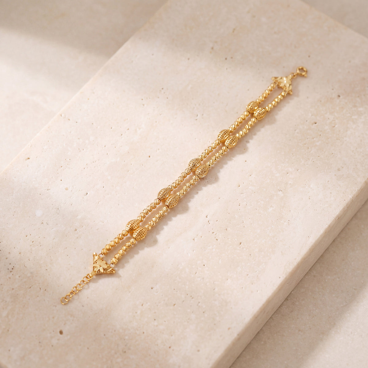 2 Line RP Beads Bracelet (D4) on travertine