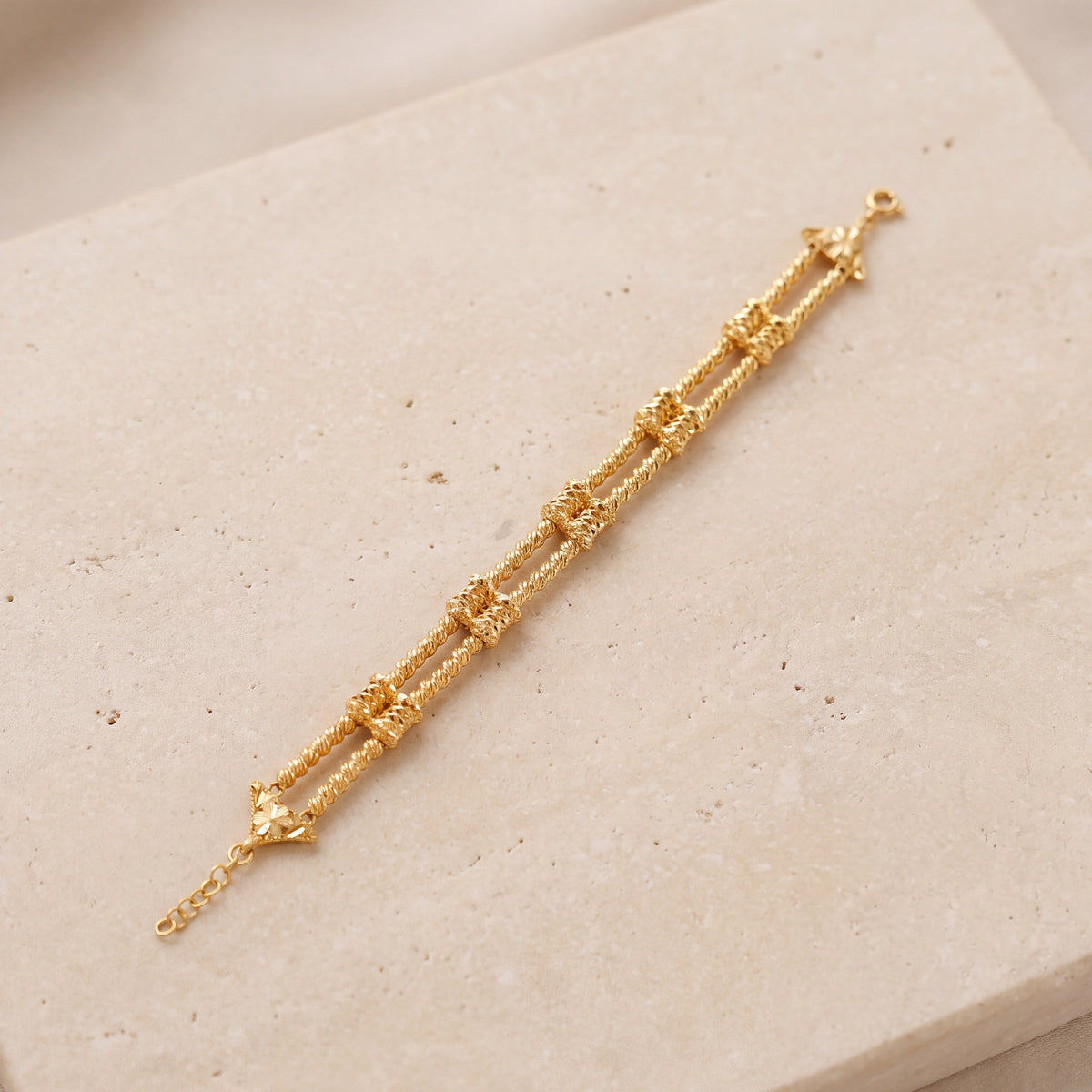 2 Line RP Beads Bracelet (D5) on travertine