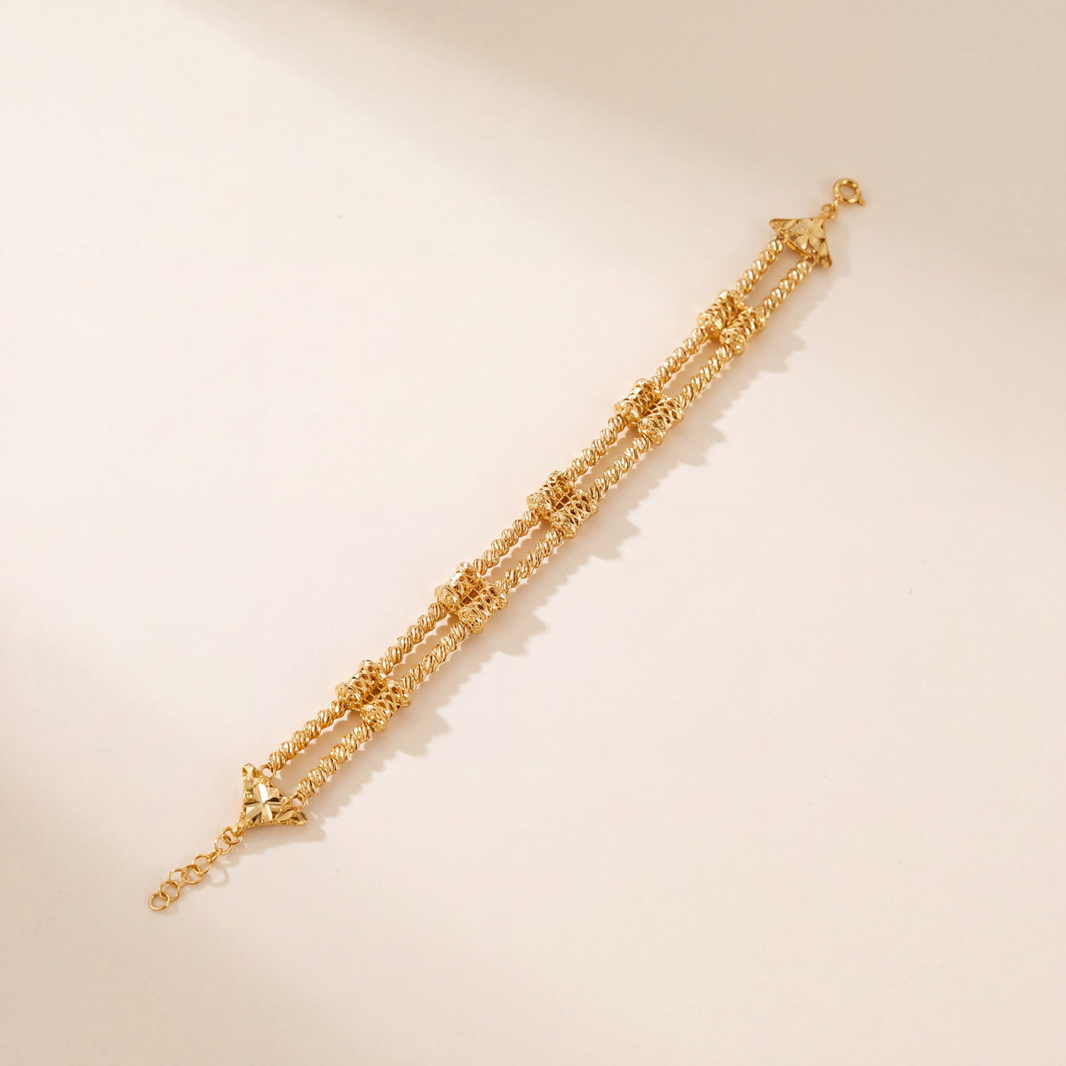 2 Line RP Beads Bracelet (D5), 925 silver 24K gold plated