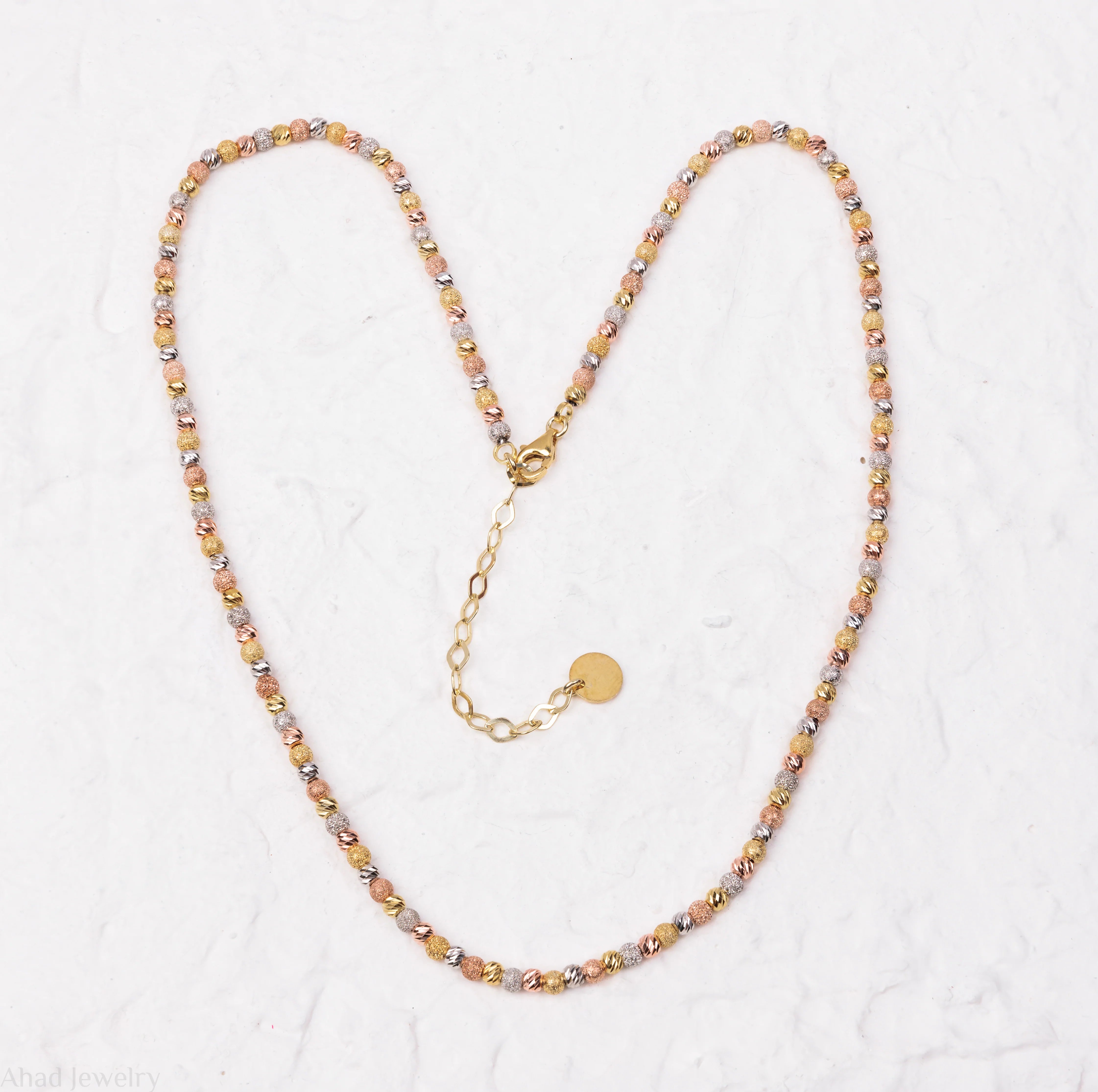 سلسلة ربط دائرية مزدوجة - فضة 925 ومطلية بالذهب