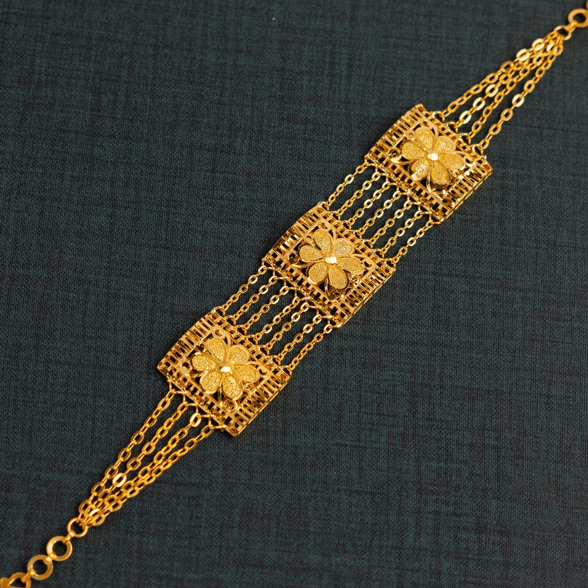 3 Murabba & Chain Bracelet (D1) - Silver 925 & Gold Plated