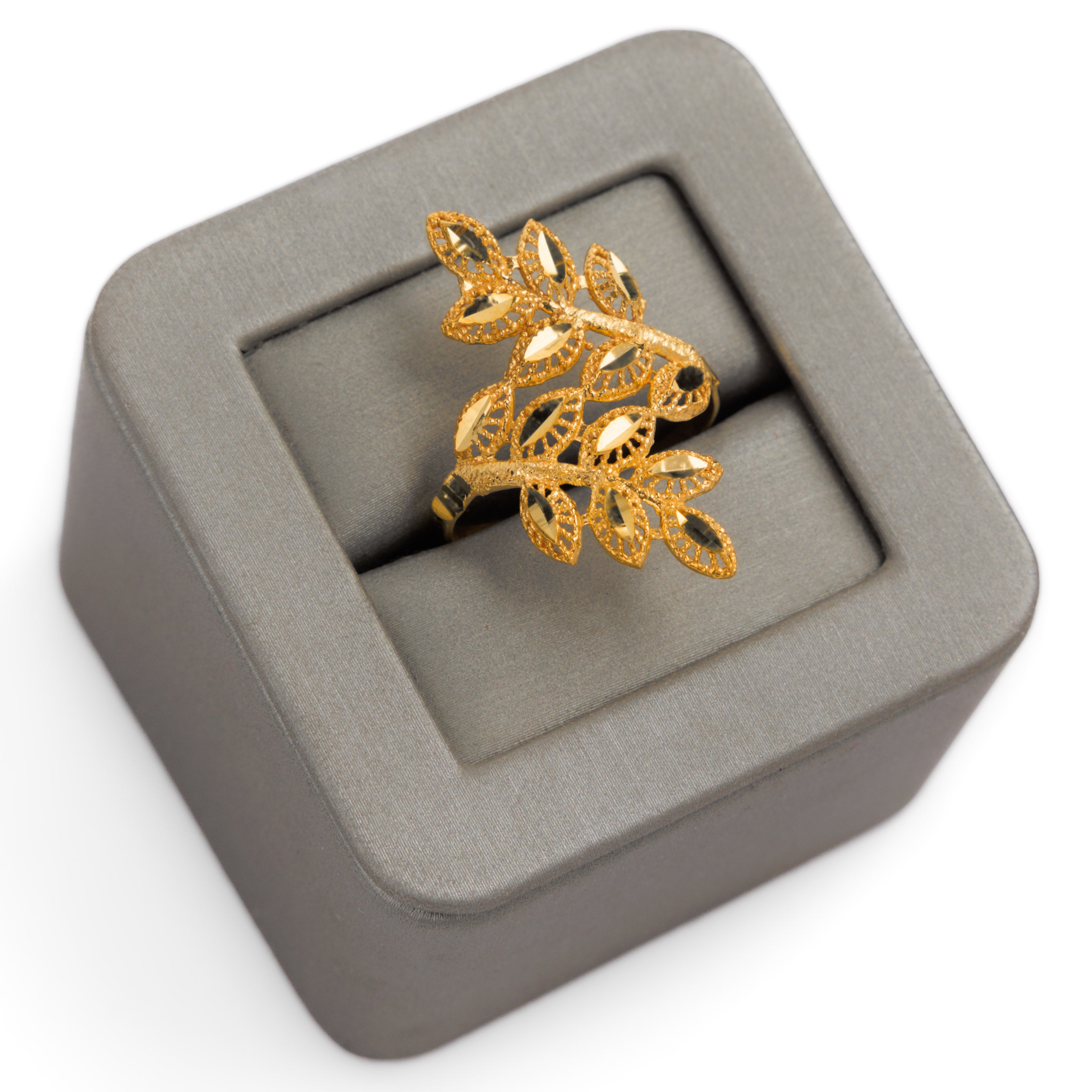 RP خاتم ورقة (D1) V1 - فضة 925 & مطلي بالذهب