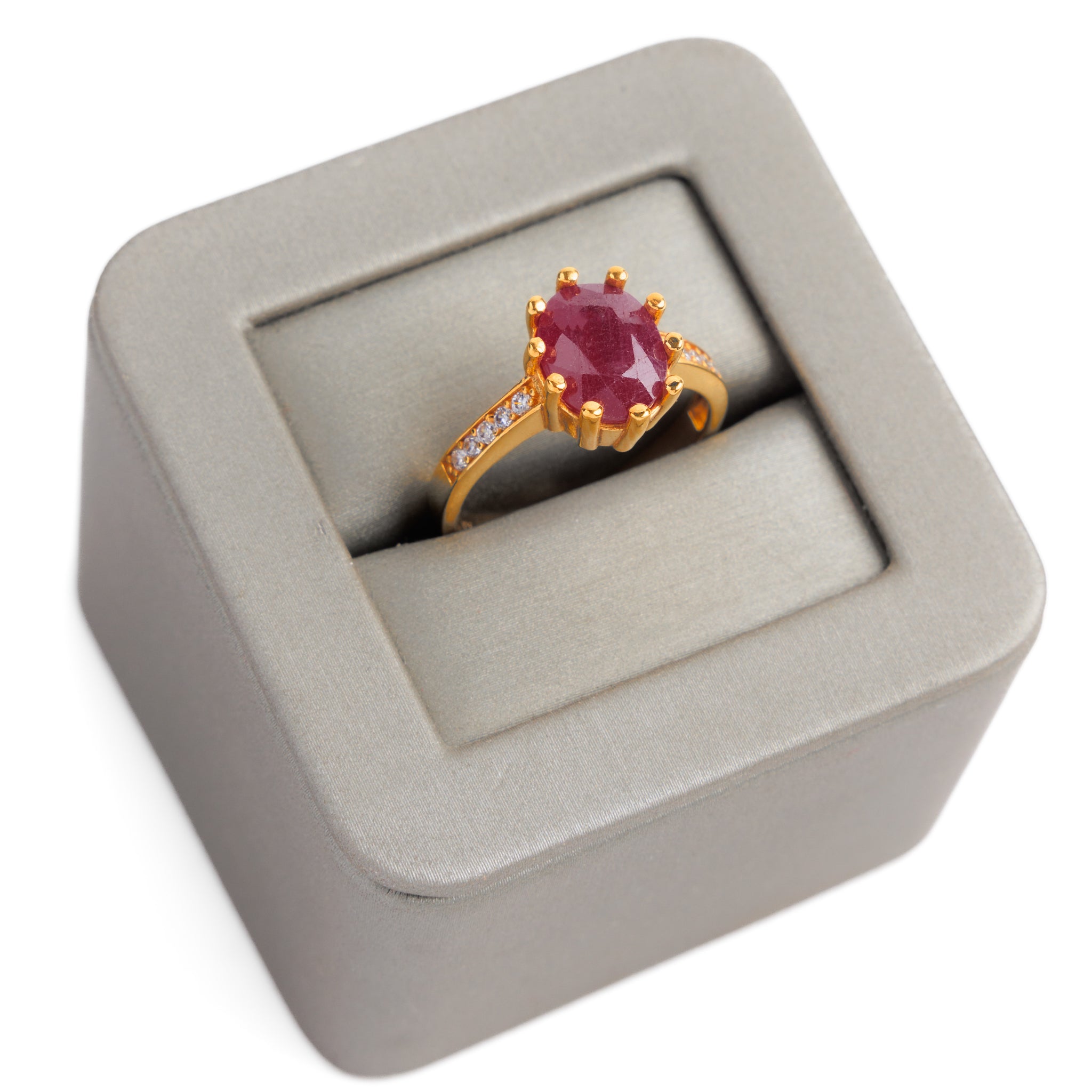 Natural Stone Ring (Ruby) - Silver 925 & Gold Plated