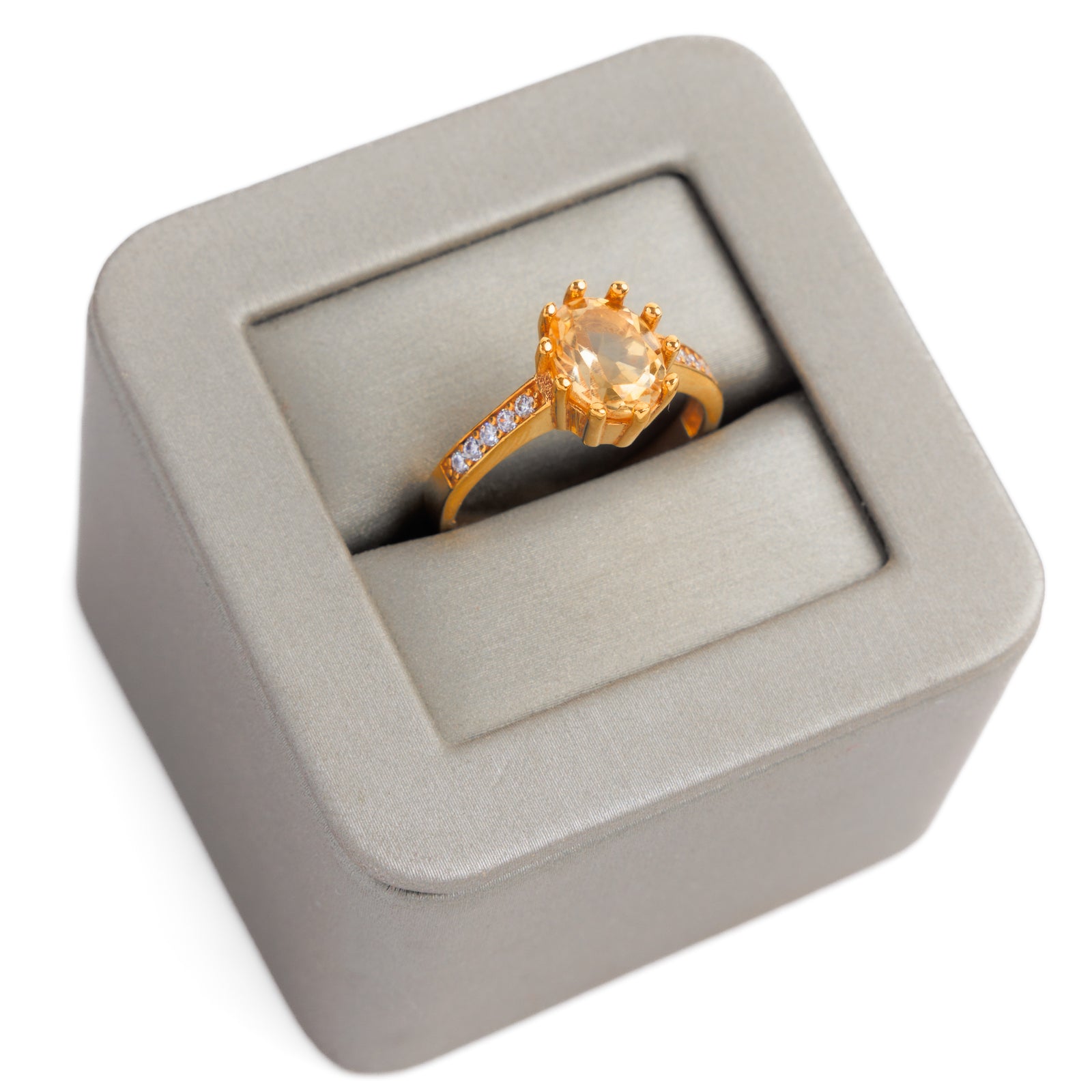 Natural Stone Ring (Topaz) - Silver 925 & Gold Plated