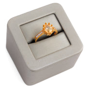 خاتم الحجر الطبيعي (Topaz -S) - Silver 925 و Gold Plated