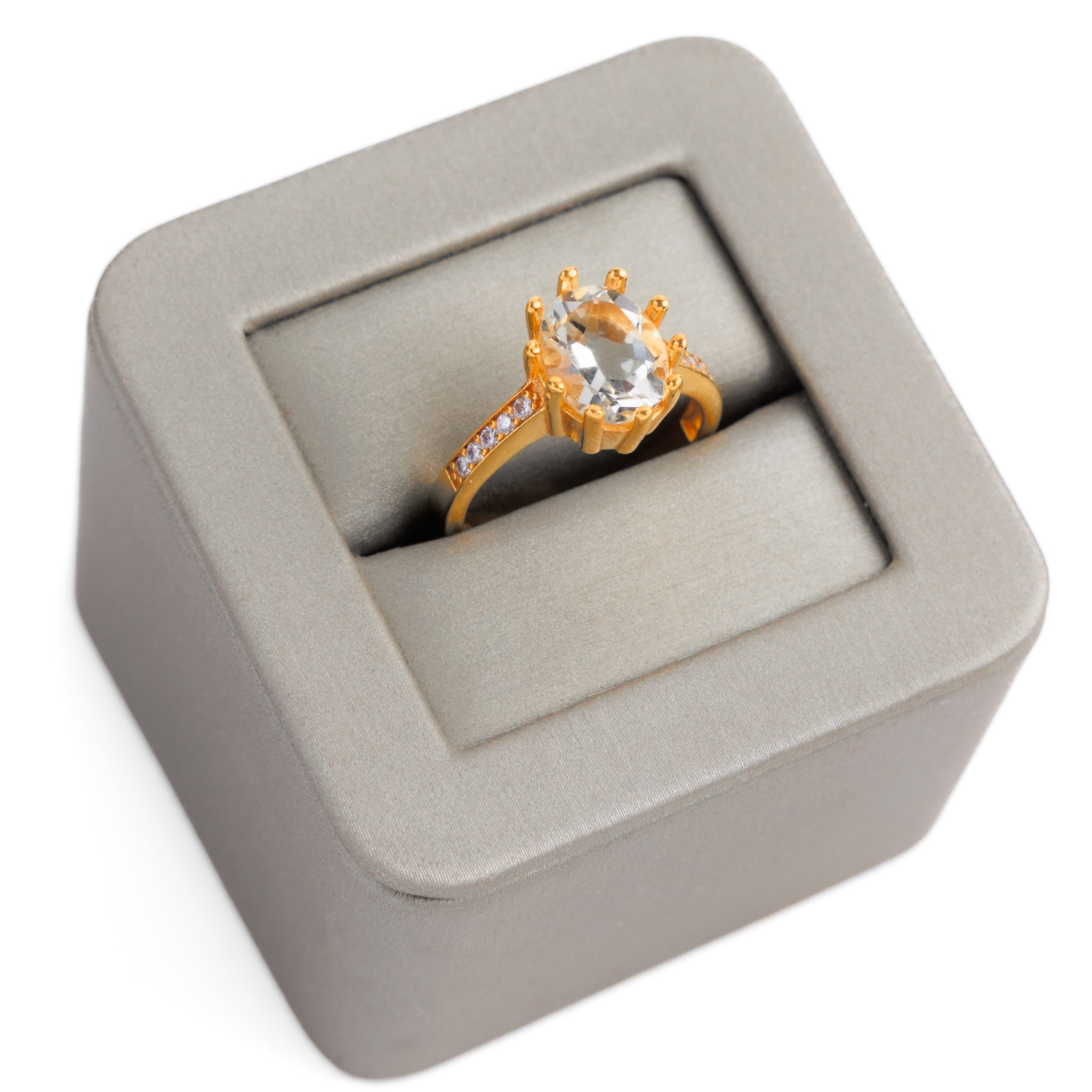 Natural Stone Ring (Crystal) - Silver 925 & Gold Plated