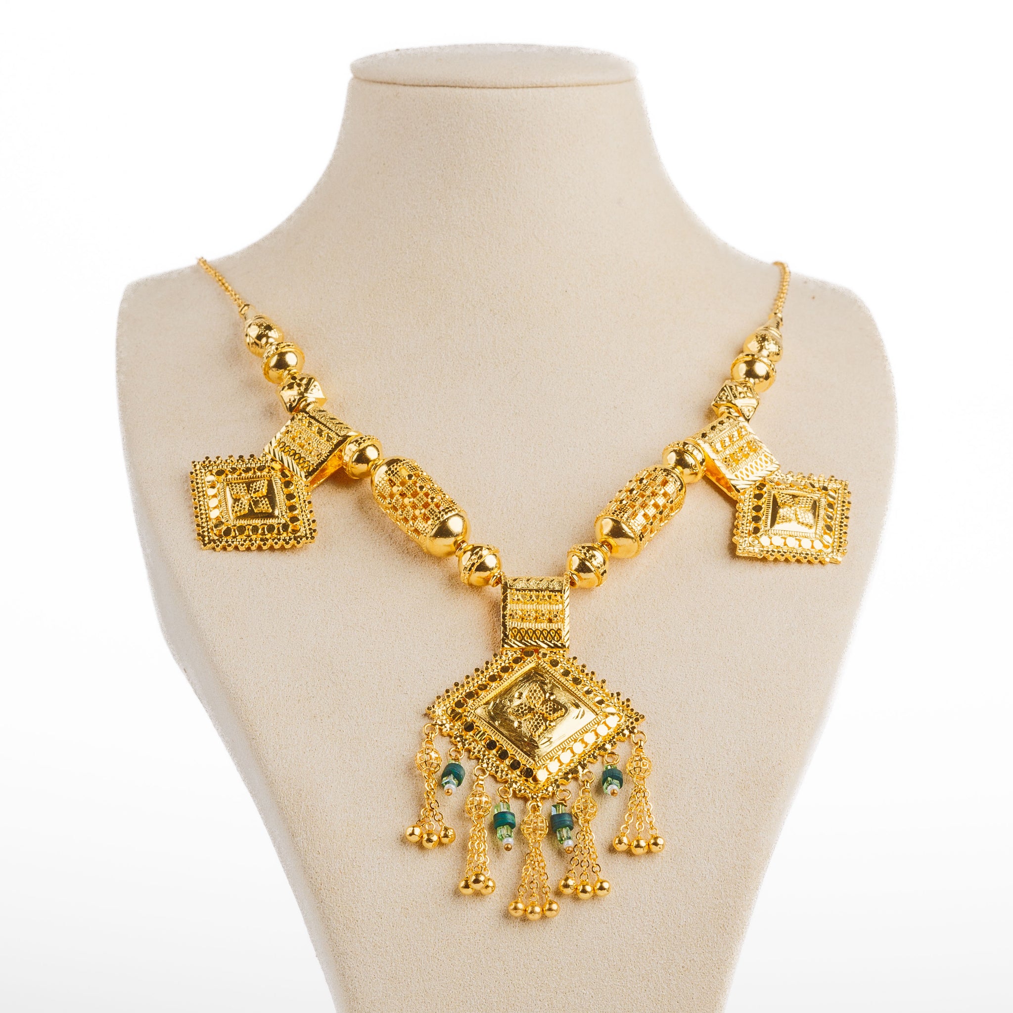 Traditional Necklace with stone (D2)- Silver 925 & Gold Plated