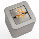 Leaf Ring / Crystal (D1) - Silver 925 & Gold Plated