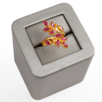 Leaf Ring / Fuchsia (D1) - Silver 925 & Gold Plated