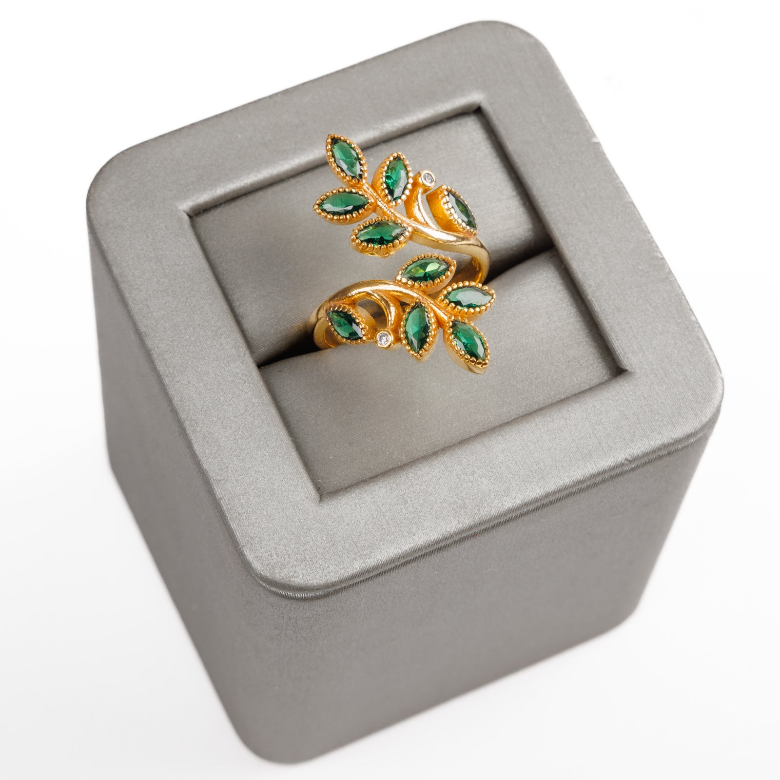 Leaf Ring / Erinite (D1) - Silver 925 & Gold Plated