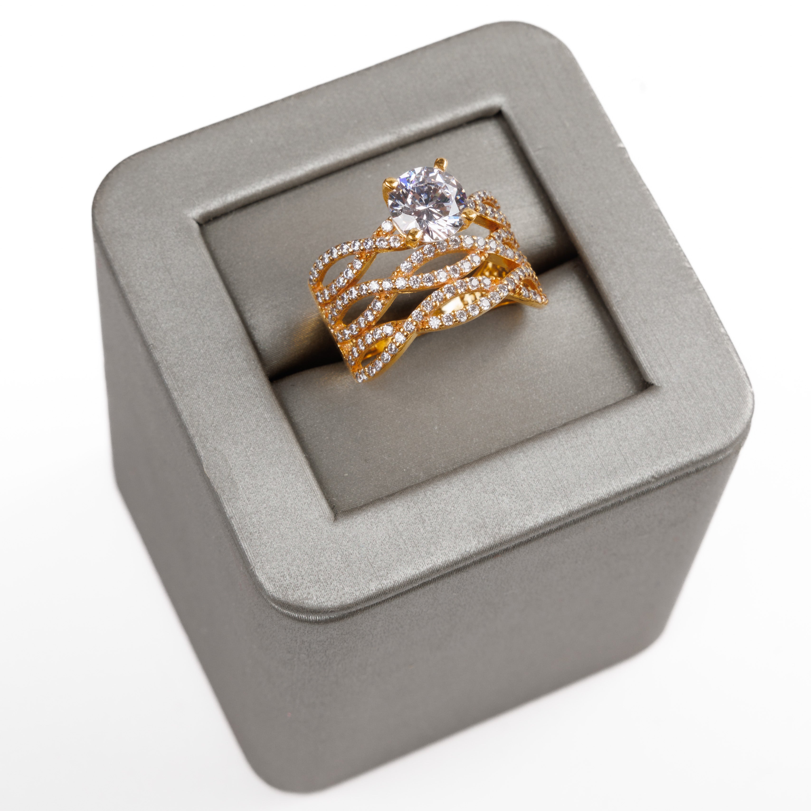 Crystal Ring (D4) - Silver 925 و Gold Plated