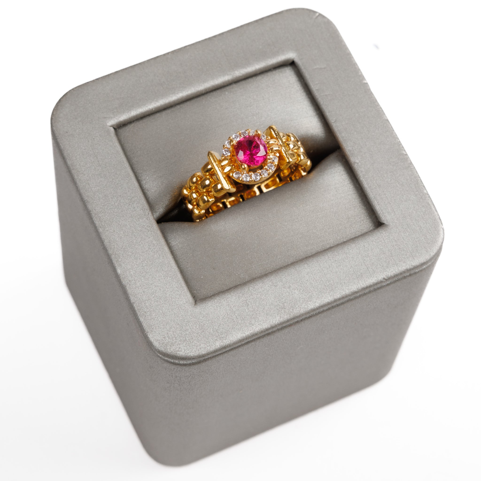 Rolex Ring (Indian Pink) - Silver 925 & Gold Plated